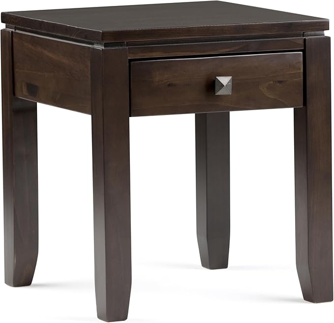 SIMPLIHOME Cosmopolitan SOLID WOOD 18 inch Wide Square Contemporary End Side by SimpliHome