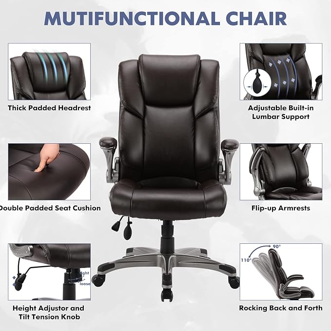 COLAMY Leather Executive Office Chair- High Back Home Computer Desk Chair - Image 4