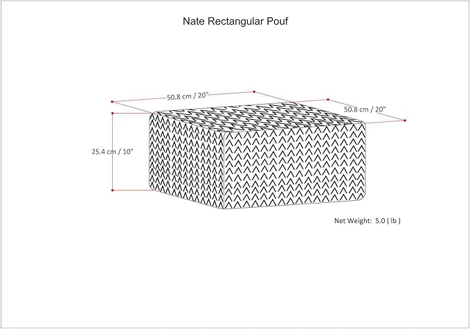 SIMPLIHOME Nate 20-inch Wide Square Pouf in Patterned Denim Mélange, Handwoven - Image 3