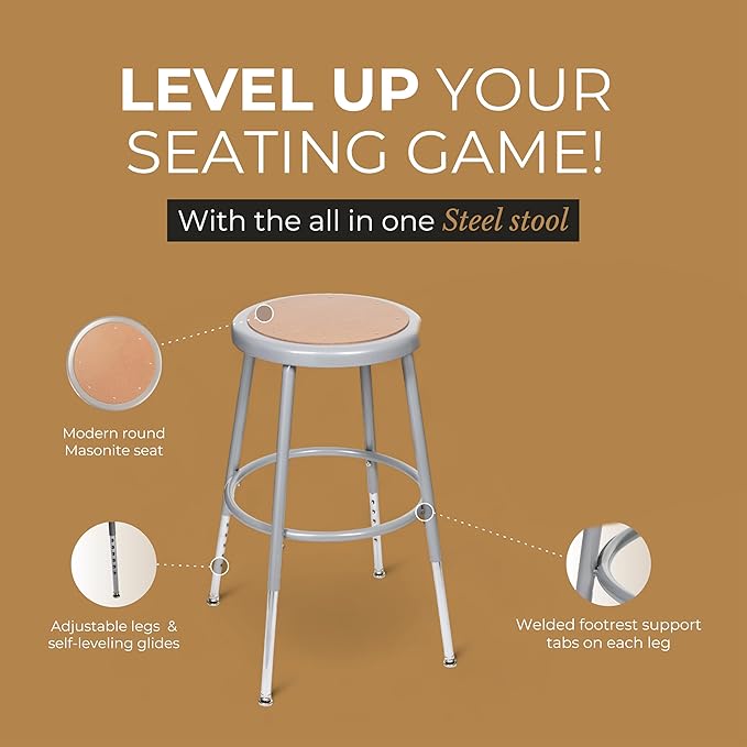 OEF Furnishings (2 Pack Height Adjustable Steel Stools - Image 4