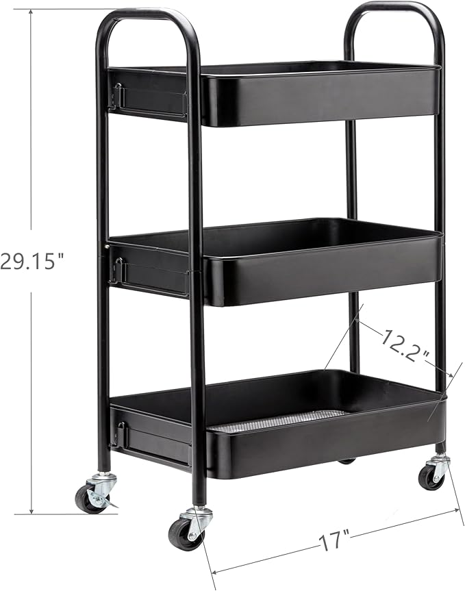 SETTFRFE 3 Tier Rolling Cart Metal, File and Art Cart - Image 4