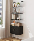 Yusong 73" Tall Bookshelf with Cabinet, Industrial Ladder Wall Mount Shelf by Yusong