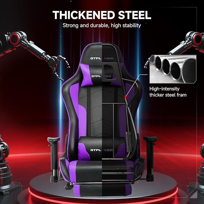 GTPLAYER Gaming Chair with Bluetooth Speakers and Footrest, Ergonomic Gamer - Image 7