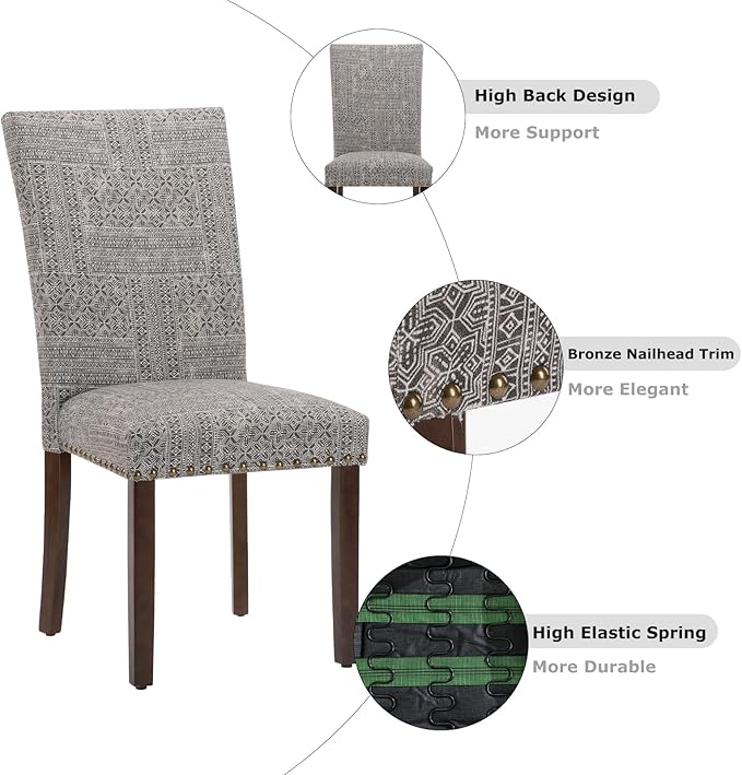 COLAMY Upholstered Parsons Dining Chairs Set of 6, Fabric Dining Room Kitchen - Image 5