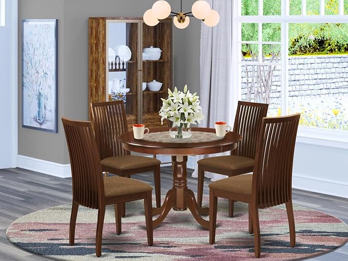 East West Furniture HLIP5-MAH-C 5 Piece Dinette Set - Image 7