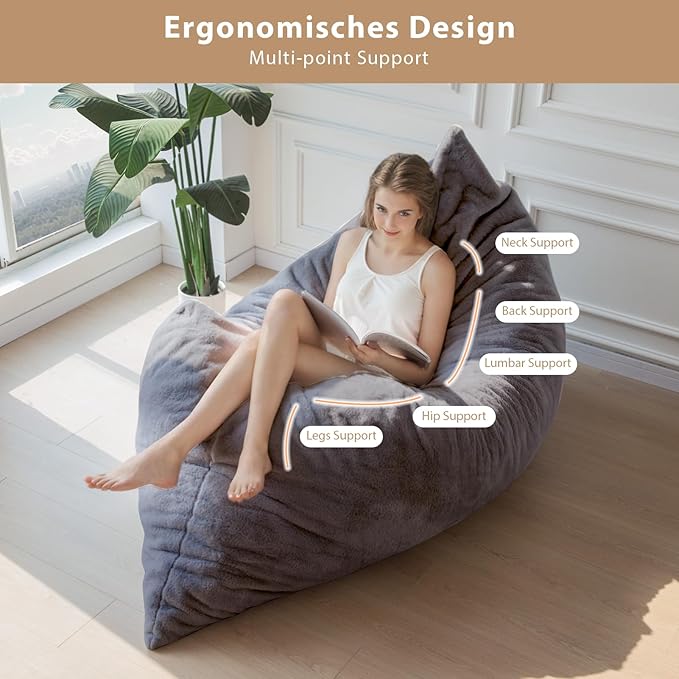 BYBYME 3 in 1 Bean Bag Chair, Convertible Chair Folds from Bean Bag to Lounger - Image 3