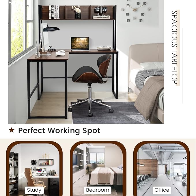 Tangkula Reversible L-Shaped Desk - Image 9