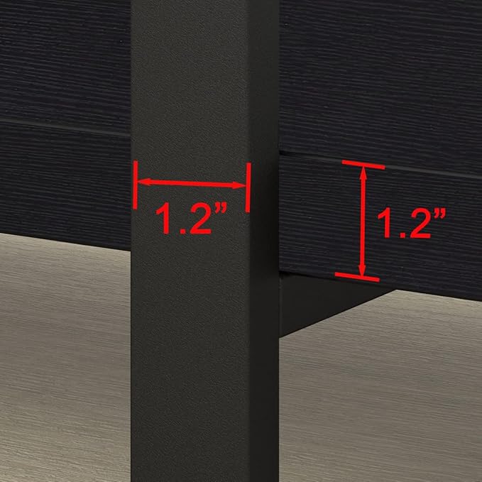 HSH 4 Tier Black Bookshelf, Industrial Metal Wood Storage Book Shelves - Image 2