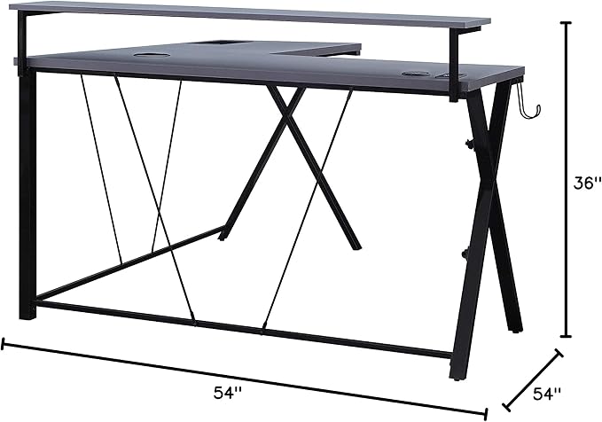 OSP Home Furnishings Checkpoint Battlestation L Shaped Gaming Desk - Image 14