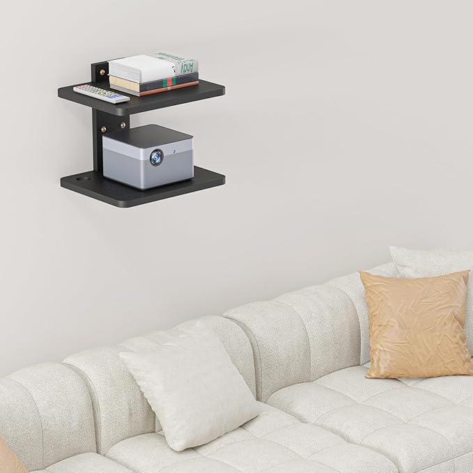 WALI Projector Mount Floating TV Shelf, Holds Up to 22lbs, Wooden Wall Mounted - Image 7