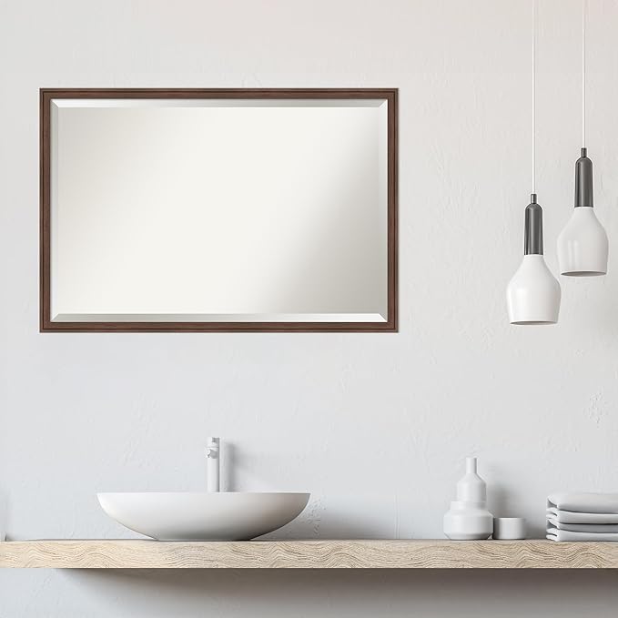 Amanti Art Brown Wall Mirror 26x38 Florence Medium Brown Rectangle Bathroom - Image 6