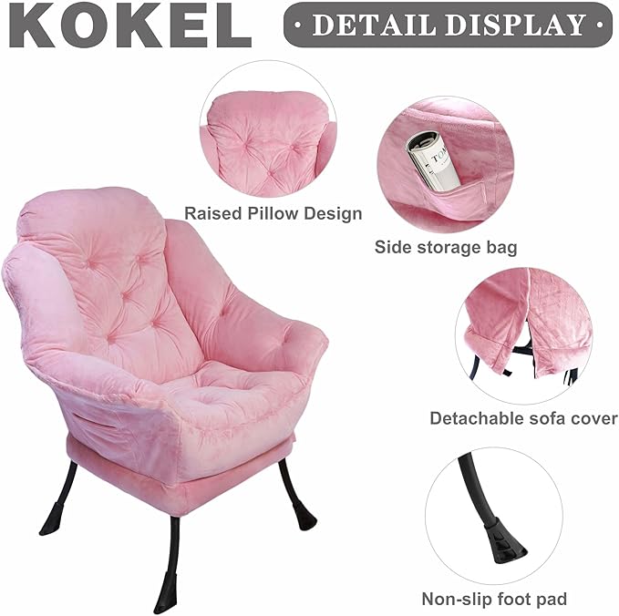 Kokel Lazy Chair with Folding Ottoman, Living Room Chairs - Image 4