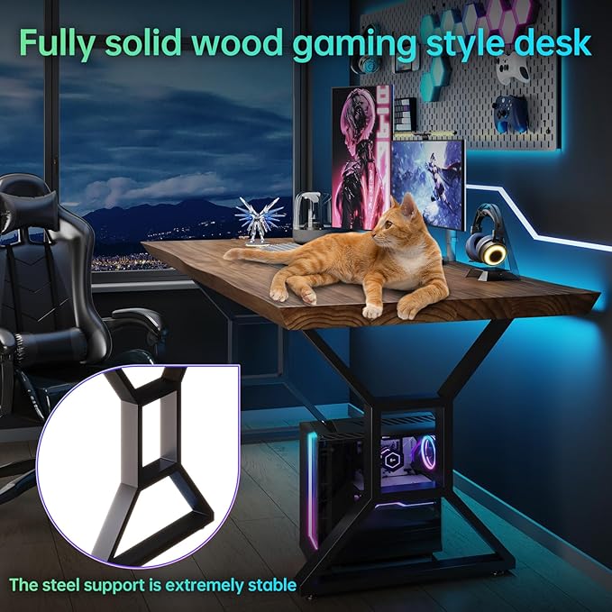 Solid Wood Computer Desk 55-inch Large Office Desk Home Simple Modern Long - Image 3