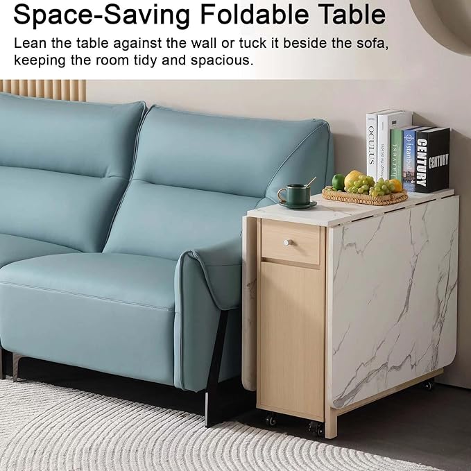 Drop Leaf Table Extendable, Foldable Kitchen Table Space Saving, Folding Dining - Image 6