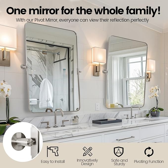 MOON MIRROR Brushed Nickel Pivot Mirror - Image 2
