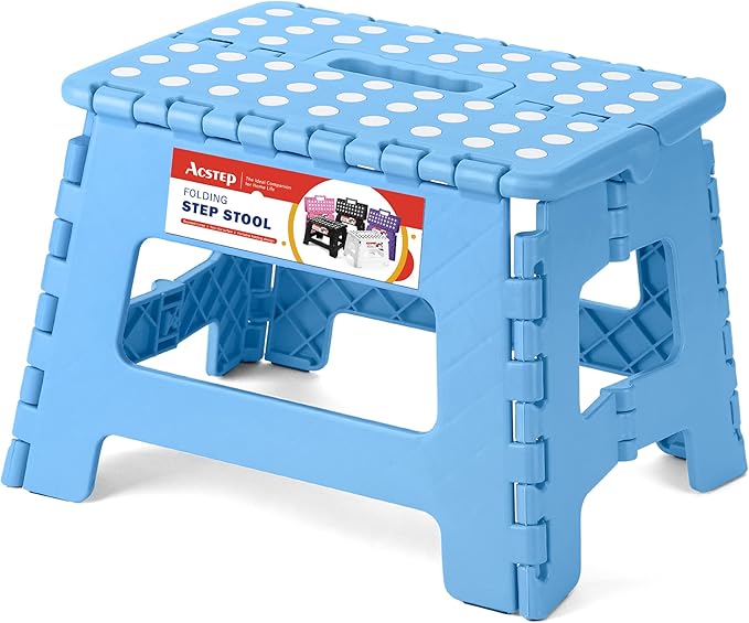 ACSTEP Folding Lightweight Plastic 9 inch Foldable Step Stool, Non Slip Folding by ACSTEP
