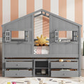 KEIKI Full Size Wooden House-Shaped Loft Bed by Unknown