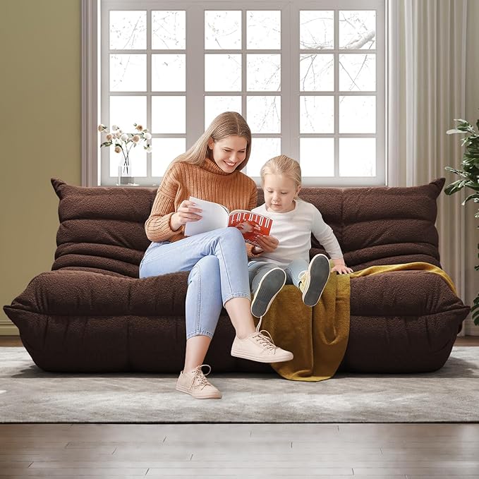 Bean Bag Chairs for Adults, BeanBag Reading Chair Memory Foam Couch 3-Seater - Image 7