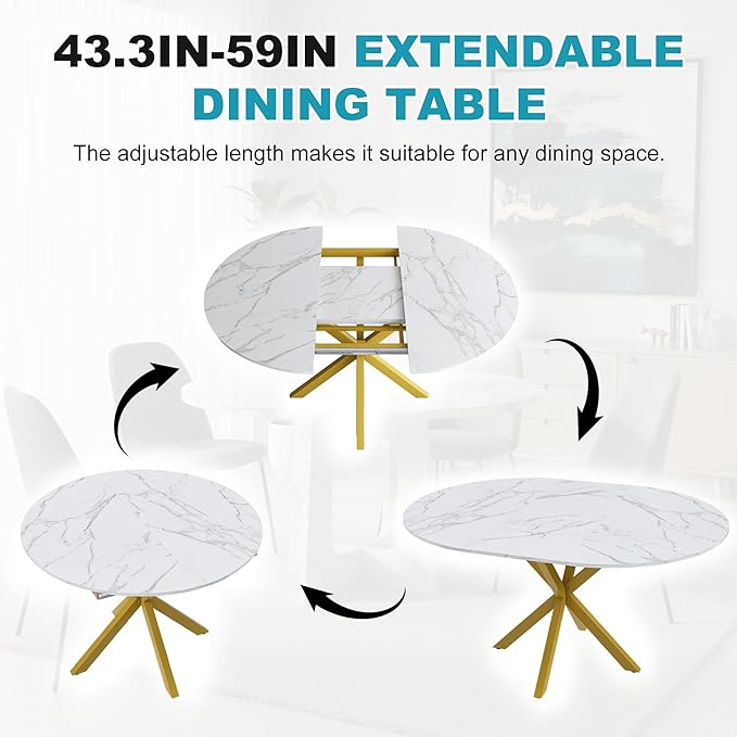 43"- 59" Extendable Dining Table - Image 4
