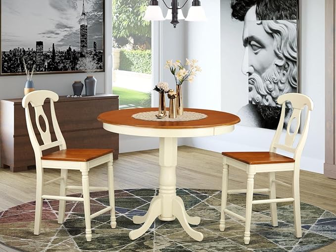 East West Furniture JAKE3-WHI-W 3 Piece Counter Height Dining Set - Image 6