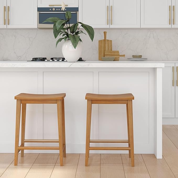 Plank+Beam Smythe Counter Stool, Sturdy Wood Modern Kitchen Counter Height Stool - Image 7