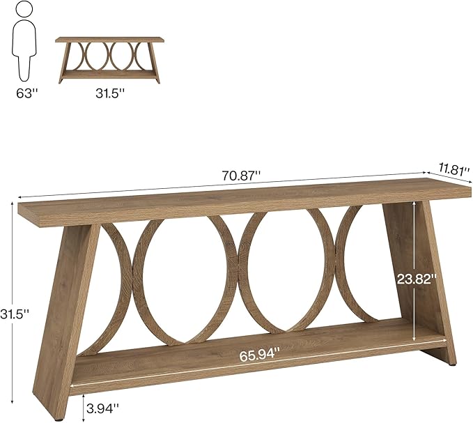 Tribesigns 70.9 inch Extra Long Console Table, Farmhouse Sofa Table Behind Couch - Image 2