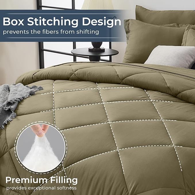 HEVUMYI Olive Green Twin Comforter Set - Image 4