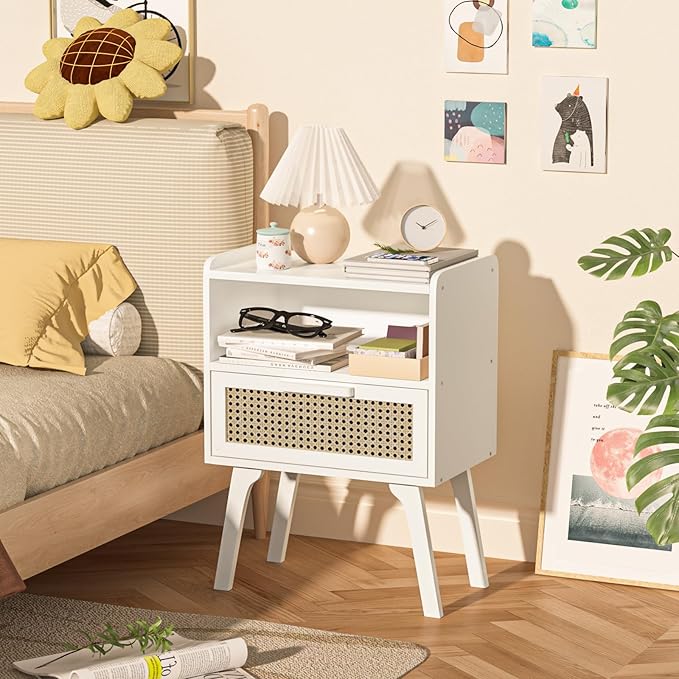 Lerliuo Rattan Nightstand, Bedside Table - Image 4