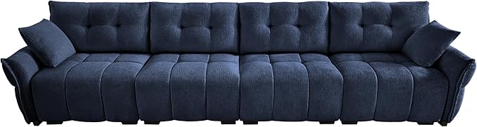 Modern Chenille Fabric 4-Seat Sofa w/ 2 Pillows, Premium Upholstery Living Room - Image 4