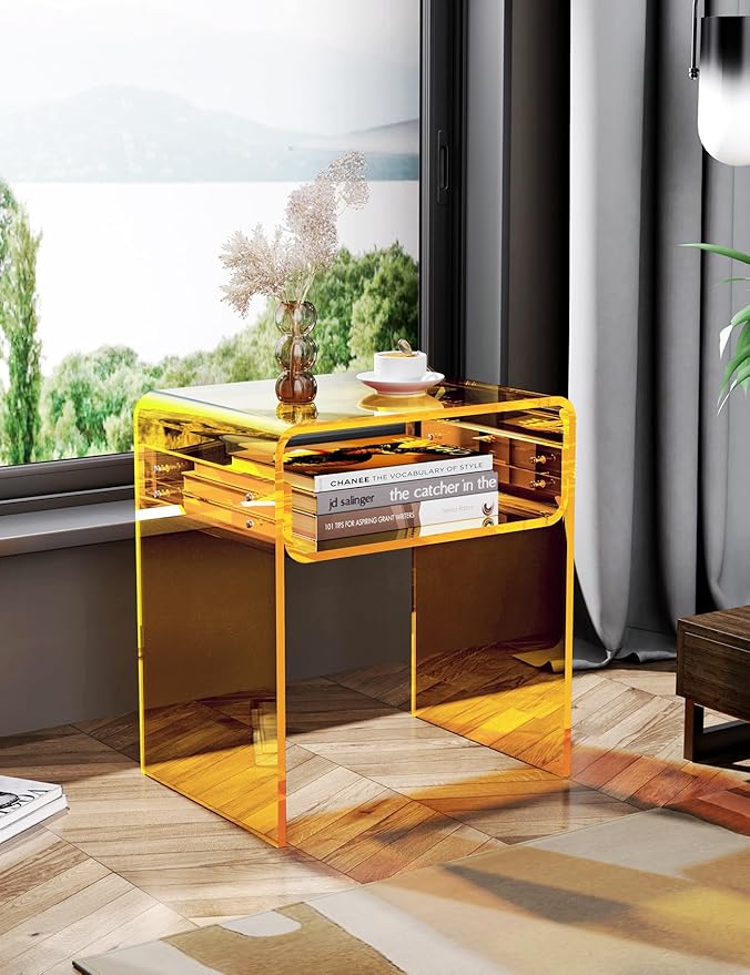 Clear Acrylic End Table 2-Tier Bedside nightstand - Image 5