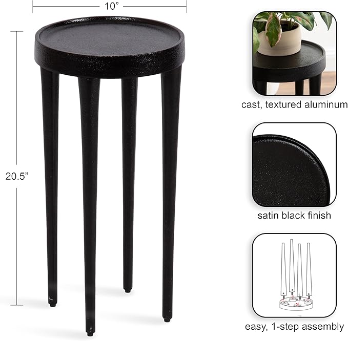 Kate and Laurel Rava Modern Metal Round Drink Table; 10 x 10 x 21; Black; Cast - Image 3