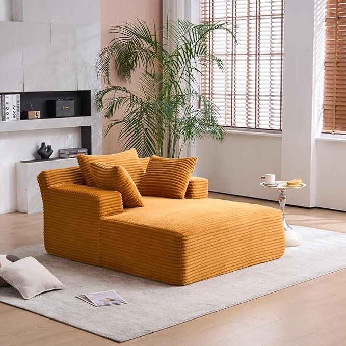 Oversized Chaise Daybed Lounge Sleeper Chair Sofa Bed Indoor, Fluffy Corduroy - Image 3