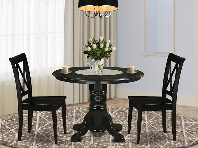East West Furniture SHCL3-BLK-W 3 Piece Dining Table Set - Image 7