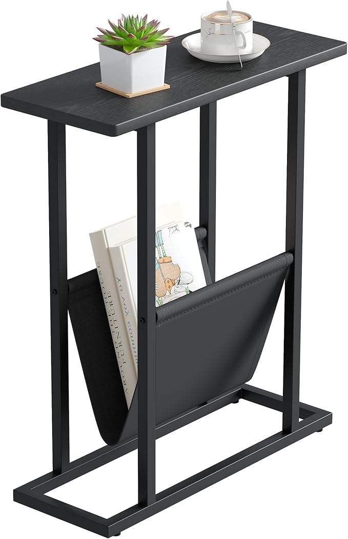 Yusong Small Narrow Side Table for Small Spaces, 17.7" W Slim End Table by Yusong