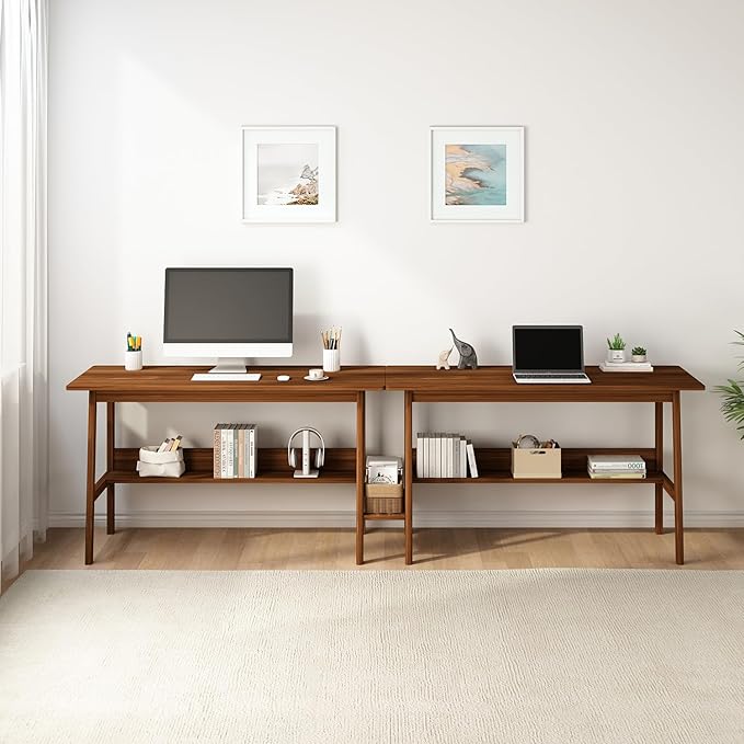 2-Person Writing Desk with Bookshelf - Image 8