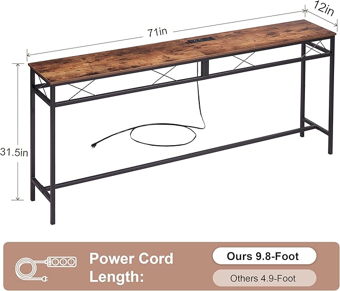 VECELO 71In Extra Long Narrow Sofa/Console Table - Image 5