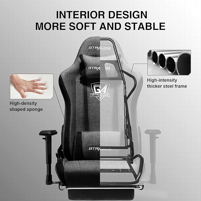 GTRACING Gaming Chair with Footrest, Fabric Breathable Big and Tall Ergonomic - Image 7