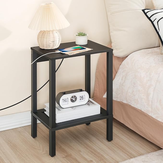 HOOBRO Side Table with Charging Station, End Table with USB Ports and Outlet - Image 2