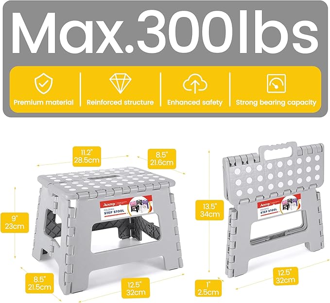 ACSTEP Folding Step Stool 9'' Foldable Step Stool - Image 4
