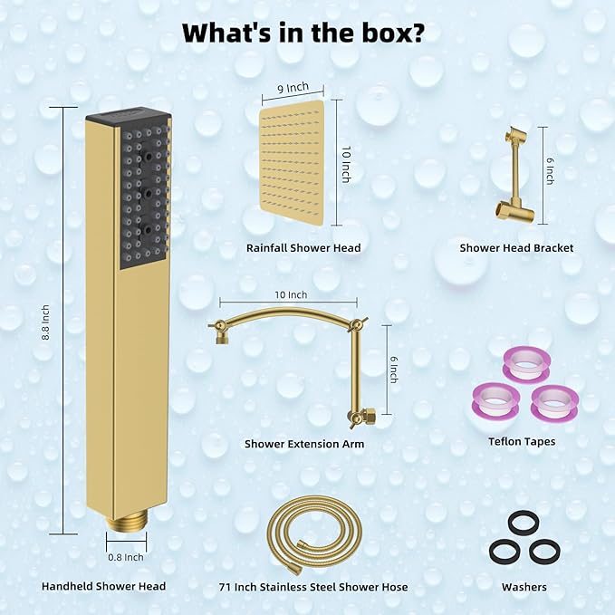 Hibbent All Metal 10'' Rainfall Shower Head, Shower Head Combo, High Pressure - Image 8