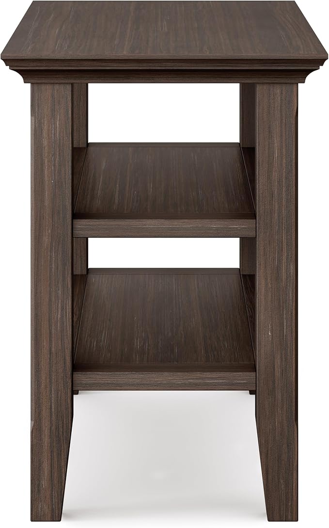 SIMPLIHOME Acadian 14-inch Wide Solid Wood Narrow End Table in Farmhouse Brown - Image 4