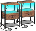 Night Stand Set 2, LED Nightstand by LOAKEKEL