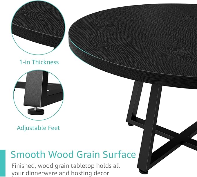 Black Round Dining Table for 6 - Image 7