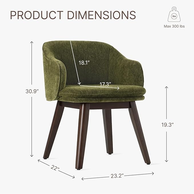 Wooden Dining Chairs Set of 2, Fabric Upholstered Modern Dining Room Chairs - Image 2