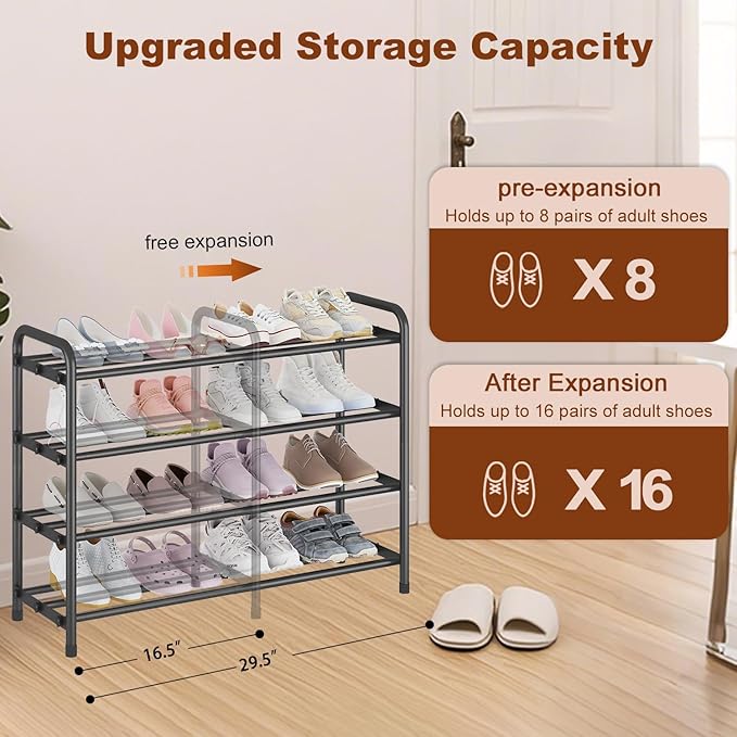 KANAV 4-Tier Expandable Shoe Rack – Adjustable Shoe Organizer & Shoe Storage - Image 4