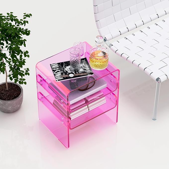 Clear Acrylic 3-Tier End Table/Nightstand – Sleek Bedside Storage - Image 6