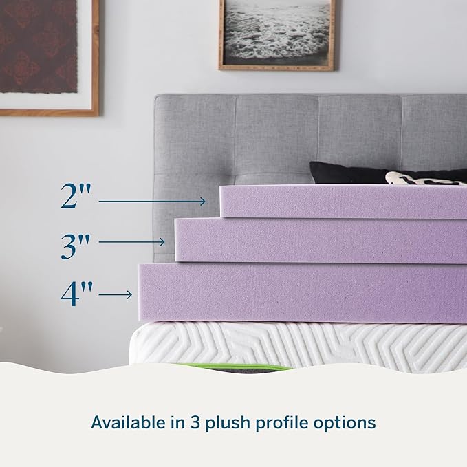Lucid 3 Inch Lavender Infused Memory Foam Mattress Topper - Image 3