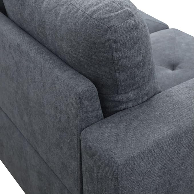 Dark Grey L-Shaped 3-Piece Flannelette Sofa - Image 6