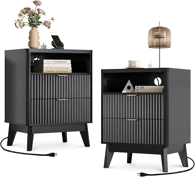 Fluted Nightstand Set of 2 by LYNCOHOME