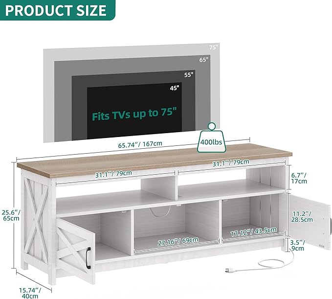 YITAHOME Farmhouse TV Stand for 65/75 Inch Television, Entertainment Center - Image 3